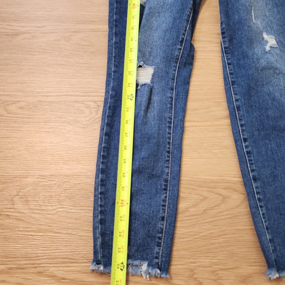 Nicole Miller Jeans Size 4 Soho High Rise Skinny Crop Blue Stretch Raw Hem 30x26 - Picture 8 of 13